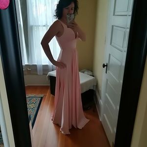Full length satin gown.